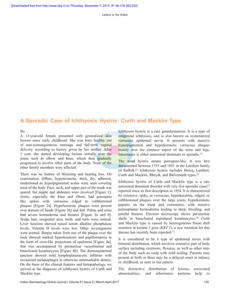 Pdf A Sporadic Case Of Ichthyosis Hystrix Curth And Macklin Type