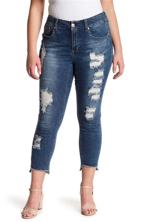 Lyst Seven7 Skinny Ankle Step Hem Jeans Plus Size In Blue