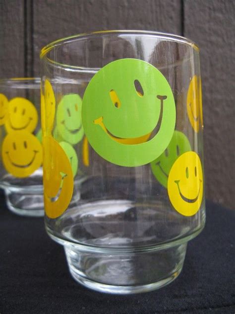 Mister Nice Guy Vintage 70 S Dayglo Smiley Face Tumbler Drinking Glass Set Drinking Glass