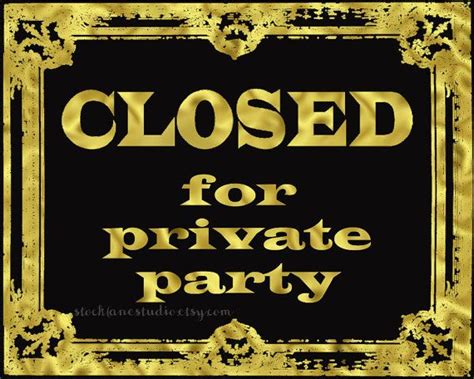 Closed Printable Sign Gold Black Closed For Private Party Digital 8x10