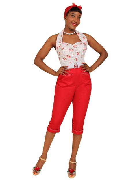 Capri Pants Red Drill From Vivien Of Holloway