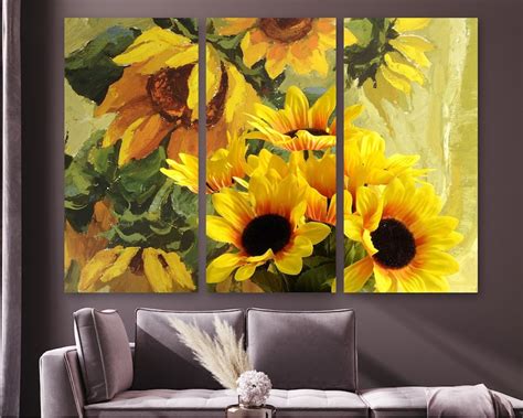 Sunflowers Wall Art Sunflowers Decor Sunflower Canvas Print Etsy