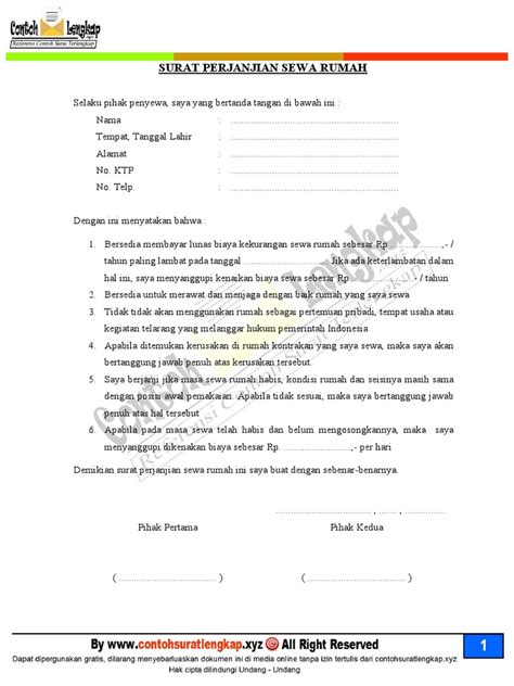 Contoh surat notis halau rumah : Contoh Surat Perjanjian Kontrak Rumah