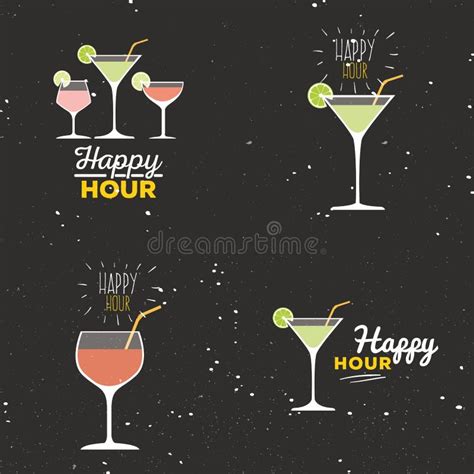 Happy Hour Labels Stock Vector Illustration Of Menu 71973893