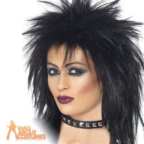 Details About Adult Rock Diva Wig 80s Black Mullet Spiky Mullet Cher