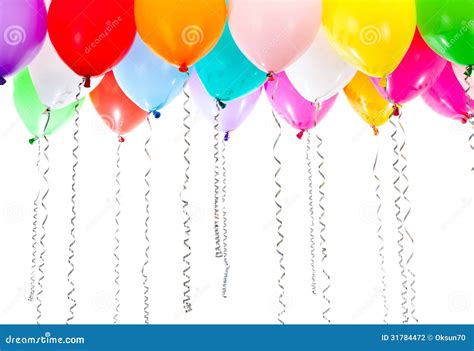 Colorful Balloons With Streamers On Birthday Party Stock Photography