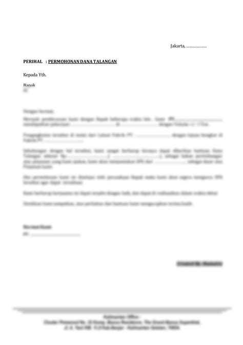 SOLUTION: Contoh surat permohonan dana talangan - Studypool