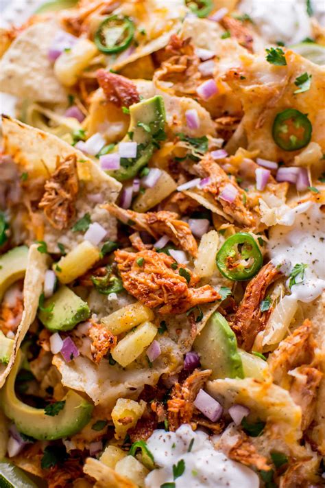 In a large bowl, toss chicken with barbecue sauce. Tropical Chicken Nachos • Salt & Lavender
