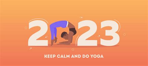New Year Vector Banner With A Girl Doing Yoga Woman In Chakrasana Pose With Flat Big