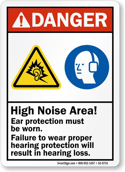 High Noise Area Wear Ear Protection Ansi Danger Ppe Sign Sku S2
