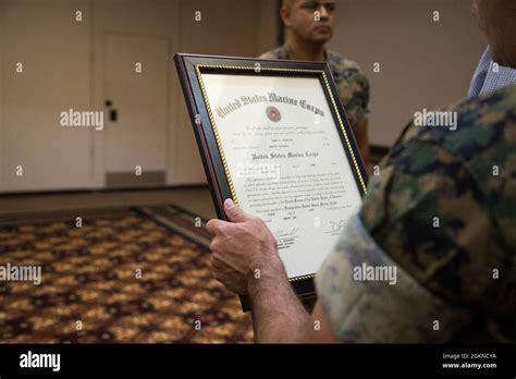 Us Marine Corps Master Sgt James Mcfaline Is Read His Promotion