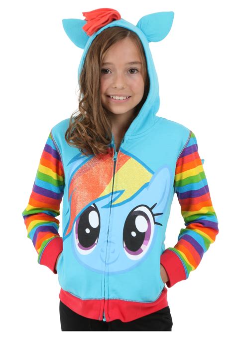 Teen girls cute hoodies anime pattern sweatshirt long sleeve pullover tops with pocket drawstring. Rainbow Dash Girl's Costume Hoodie