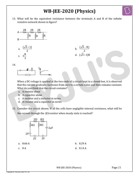 Explore previous years wbjee question papers with detailed answers and explanations. WBJEE 2020 Physics Solved Question Paper - Download PDF