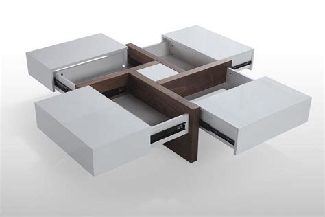 Your living room may be the meeting place of friends? Designer Coffee Table with Drawers | White lacquer and ...