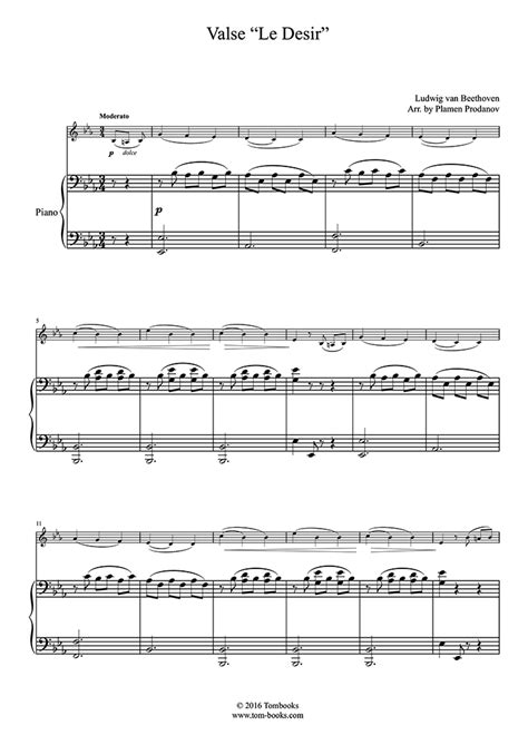 Waltz Le Désir Accompaniment Part Beethoven Piano Sheet Music