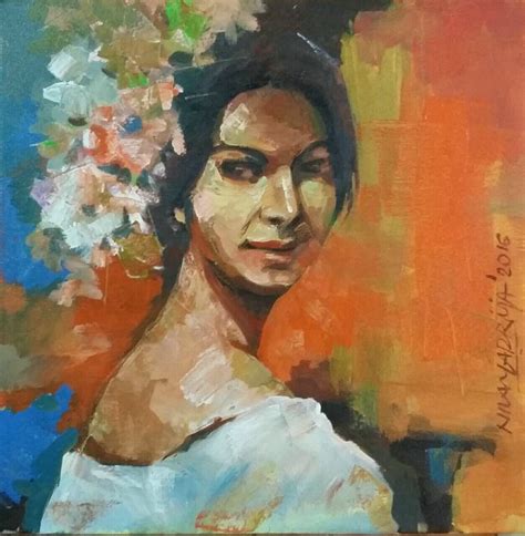 Lady With Flowers In Her Hair Painting Woman With Flowers Art Daughtor