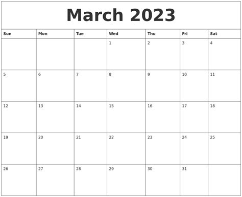 March 2023 Word Calendar