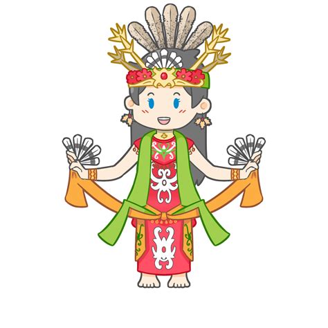 Cute Dayak girl Dance cartoon illustration 15329548 PNG