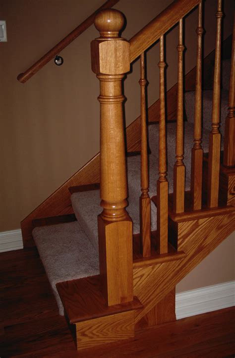 80 Oak Partial Open Stair With A Custom Newel 6010 Top Rail And