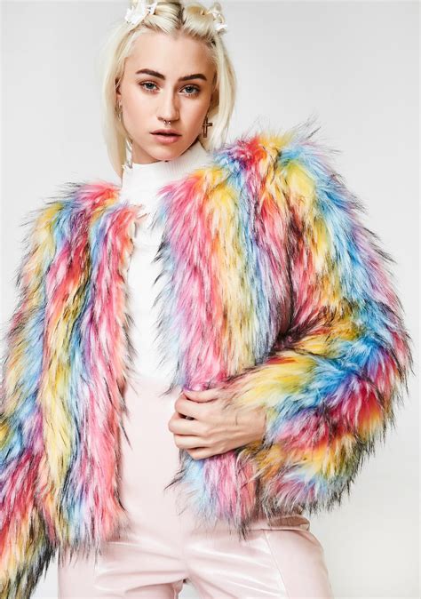 Ova The Rainbow Fur Jacket Faux Fur Jacket Fur Jacket Rave Girl