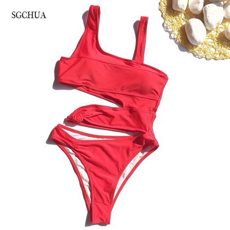 Other Outdoors Sgchua 2020 New Solid Bandage One Piece Swimsuit Women