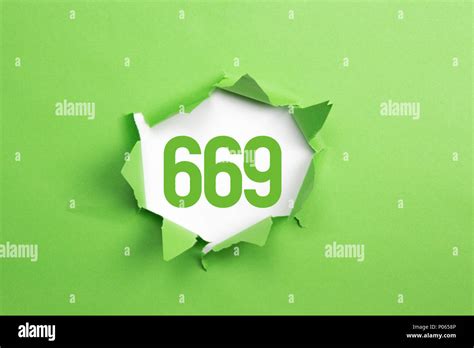 Green Number 669 On Green Paper Background Stock Photo Alamy