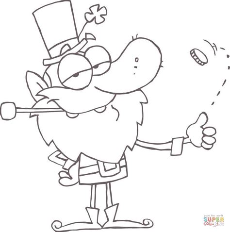 Someone you know has shared gold coins coloring page coloring sheet with you: Lucky Leprechaun Playing with a Gold Coin coloring page ...