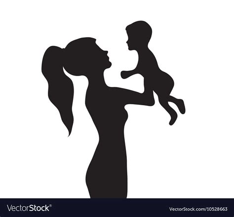 Woman With A Baby Silhouette Girl Holding Baby Vector Image