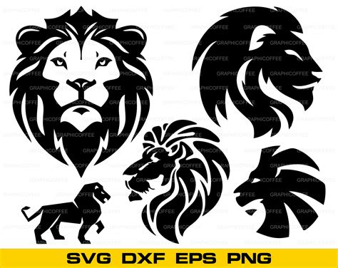 Lion Head SVG Bundle Clipart Cut Files For Silhouette Lion Etsy