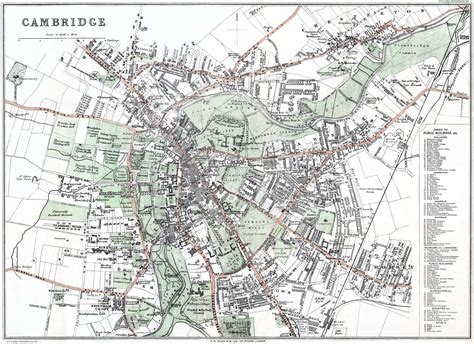 Old Map Of Cambridge 1572 England Vintage Map Vintage