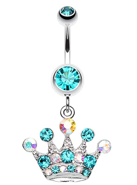 Crown Jewel Multi Glass Gem Belly Button Ring Belly Button Rings Belly Button Piercing