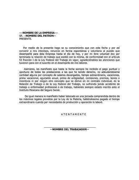 Carta De Renuncia Nicaragua Ejemplo K Carta De