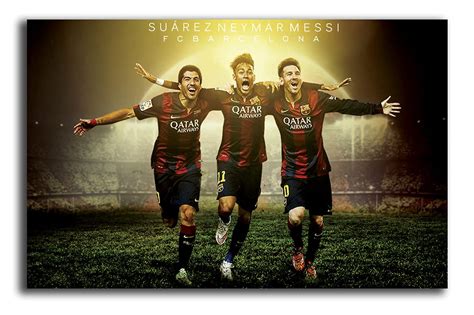 PIXELARTZ Neymar Messi Suarez HD Quality Wall Poster Multicolour