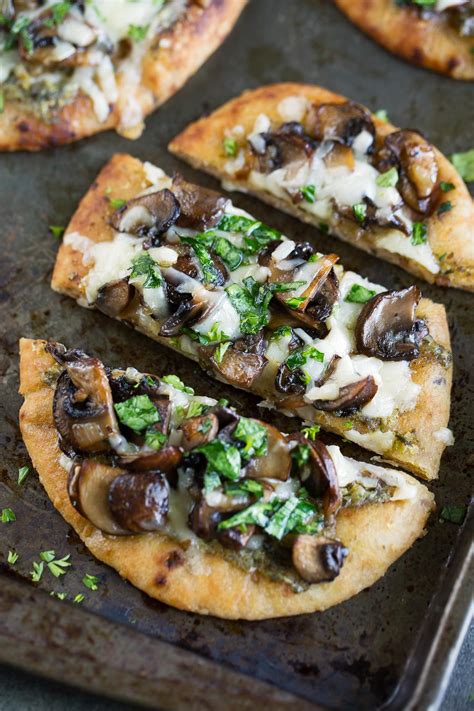 Try them stuffed with souvlaki or dipped into hummus. Caramelized Mushroom Flatbread Pizzas - Peas And Crayons