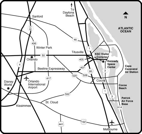 Kennedy space center visitor complex is located on the left. From Orlando to Kennedy Space Center | NASA