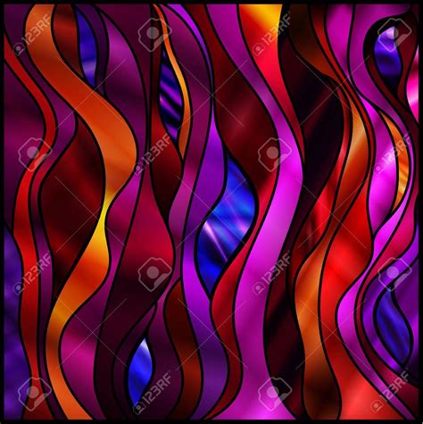 Stunning Abstract Stained Glass Window Design In Red And Purple Tones