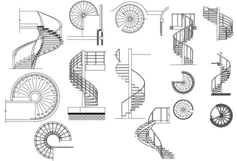Creative Spiral Staircase Blocks Drawing Details Dwg File Cadbull