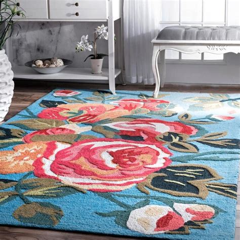 Nuloom 8 X 10 Blue Indoor Floralbotanical Handcrafted Area Rug In The