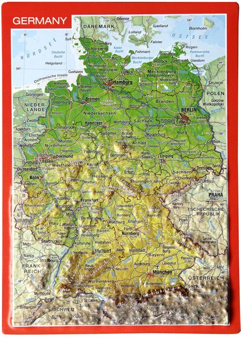 Large Detailed Relief Map Of Germany Germany Large Detailed Relief Map