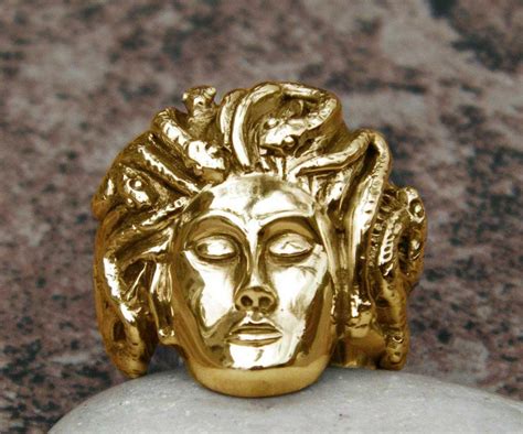 Large Solid 14k Gold Greek Goddess Medusa Ring Women Mens 232 Grams