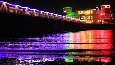 Grand Pier Weston Super Mare At Night With Vivid Colours Photograph By