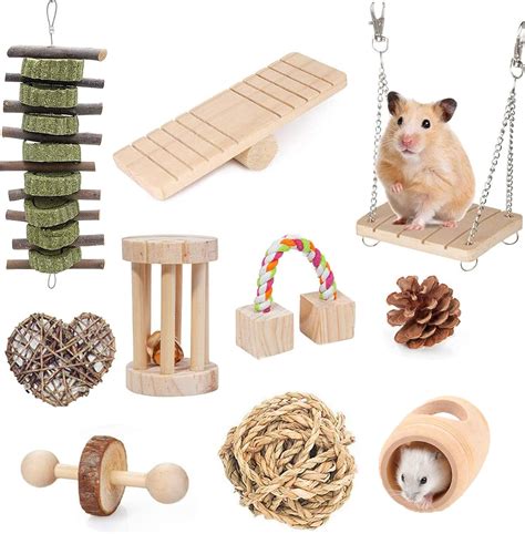 Supmaker Hamster Guinea Pig Toys Natural Wooden Play Toy