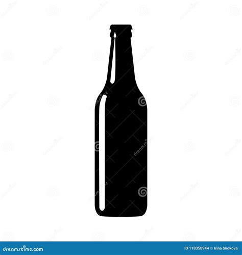 Silueta Del Negro De La Botella De Cerveza Del Vector Ilustración Del