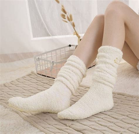 Womens Knee High Fluffy Bed Socks Ladies Over Knee Socks Over Knee Socks Fluffy Bedding