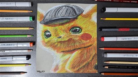 Detective Pikachu Speed Drawing Realistic Drawing Speed Drawing