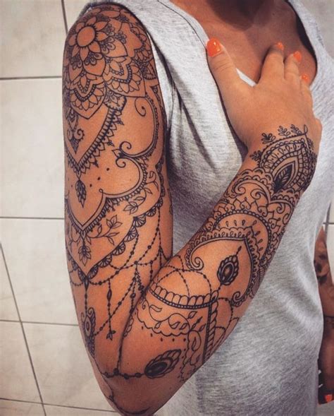 Beautiful Lace Sleeve Tattoos For Women