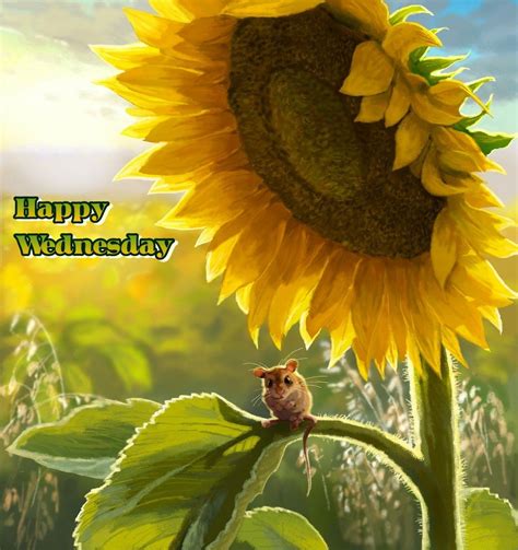 Happy Wednesday | Sunflower illustration, Sunflower painting, Sunflower art