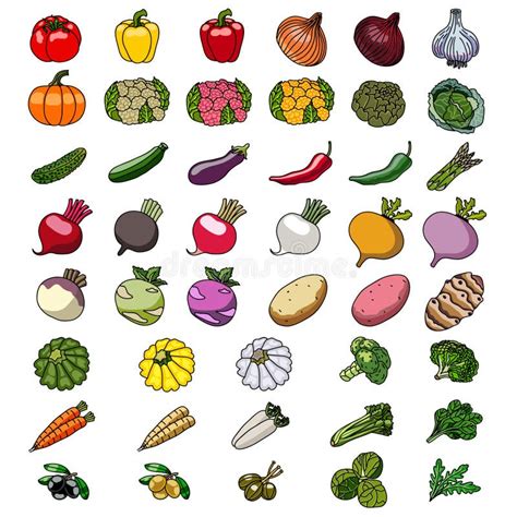Iconos Del Vector De Verduras Bosquejos Stock De Ilustración
