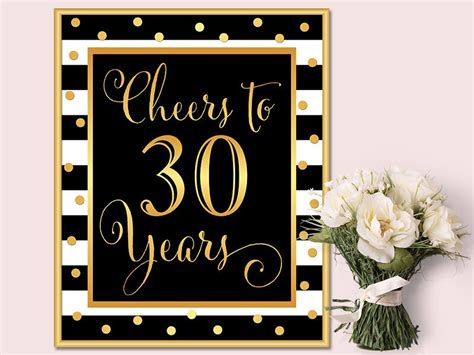 Cheers To 30 Years 30th Birthday Sign 30th Anniversary Sign Etsy