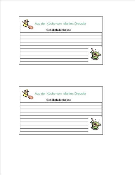 Rezeptkarten vorlagen download schön rezepte für nachwelt teil von rezeptkarten vorlagen download. Rezeptkarten (personalisiert, 2 pro Seite) - Office Templates